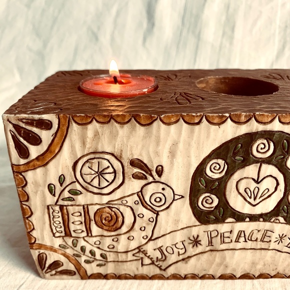 2007 Caribou Canyon Tea Light Candle Holder Joy Peace Hope Christmas Centerpiece - Picture 10 of 15